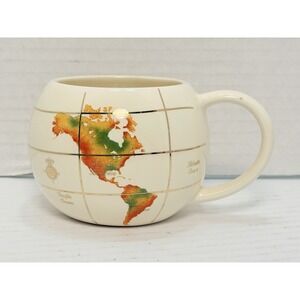 Vintage‎ World Map Globe Coffee Mug Cup 1993 FTD Round w/Gold Trim